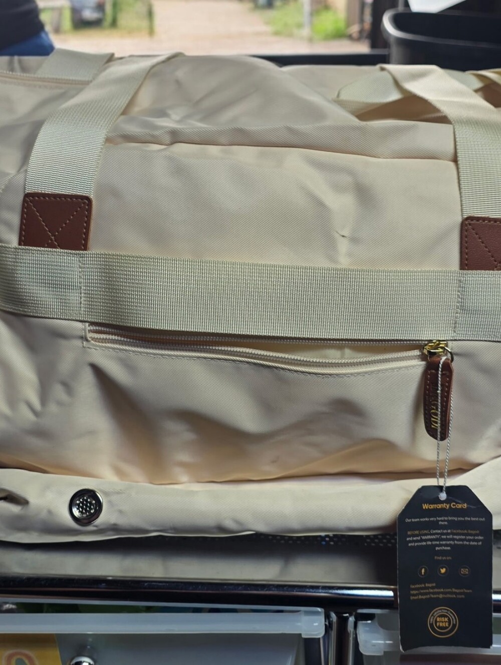 Classic Duffel Bag - Cream with Brown Accents